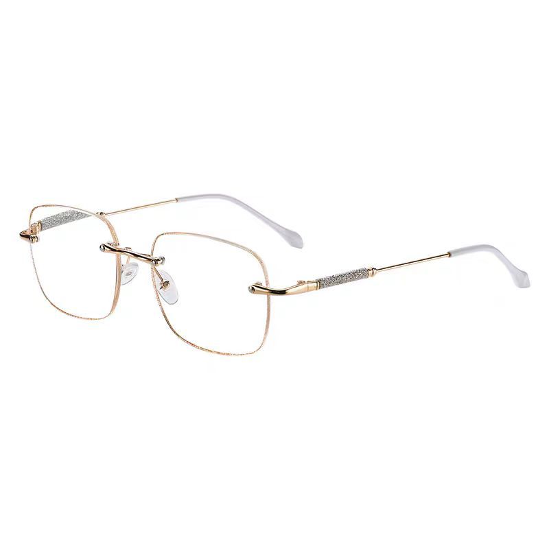 New Diamond Anti-blue Light Women's Presbyoscopic Glasses Fashionable Young Flat Glasses Cyber Trendy Plain All-match Decorative Glasses_voghion.com