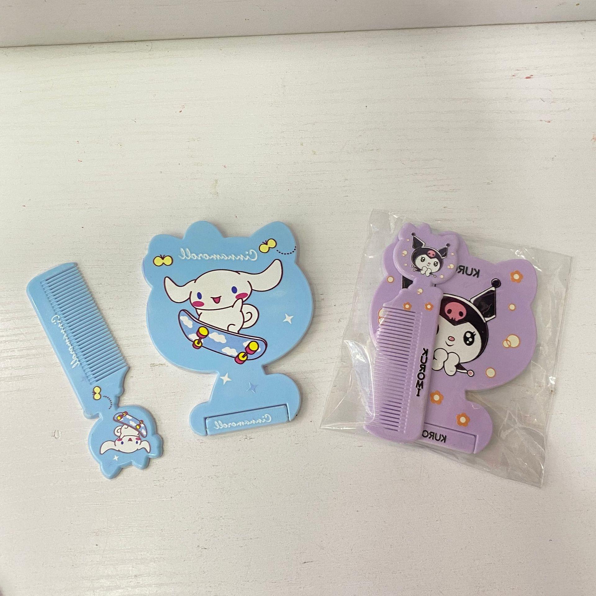 Cute Sanrio Family Mirror Comb Cute Kulomi Merti Gui Dog Pudding Dog Folding One-sided Mirror