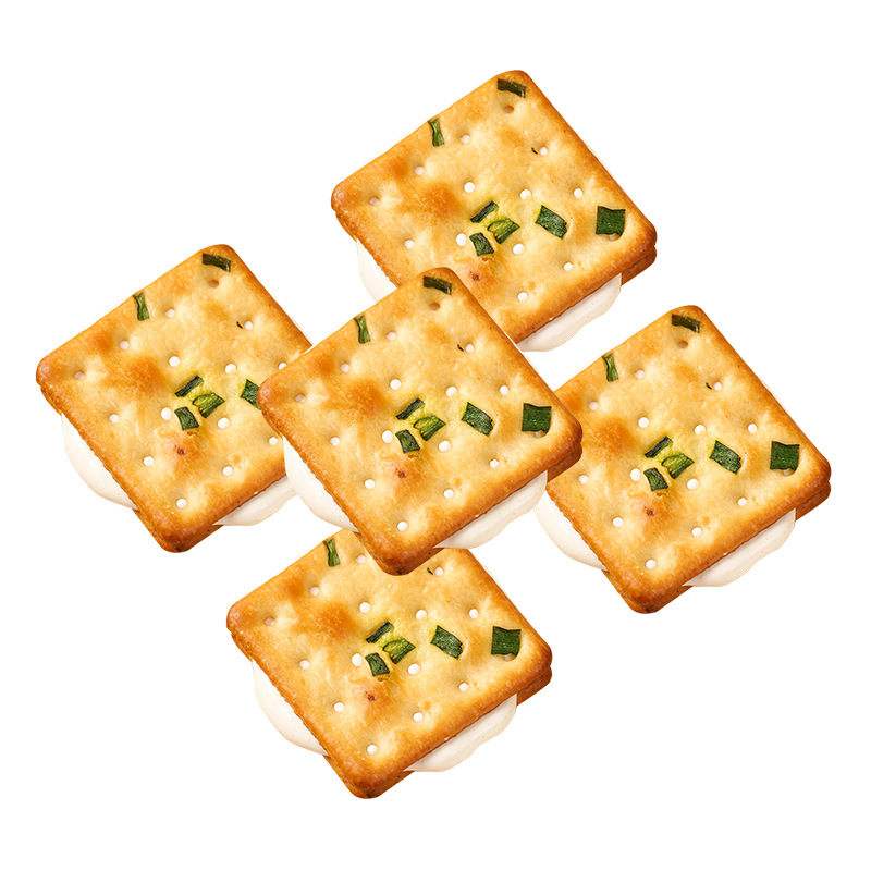 Bulk 500g scallion-flavored cow rolled biscuits nostalgic handmade beetle sandwich biscuits pastries casual snacks wholesale