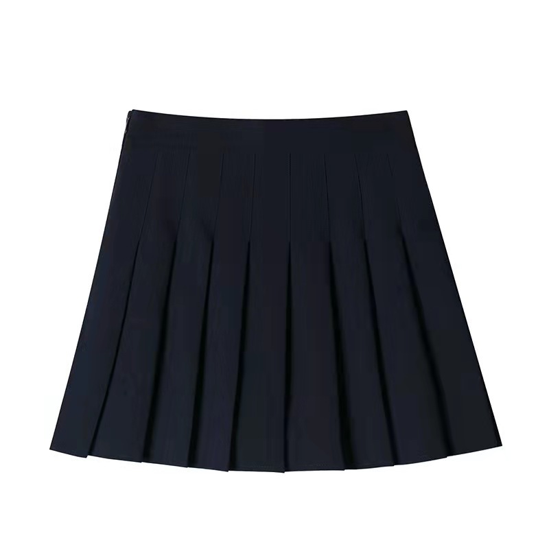 Pleated Skirt Short Skirt Women's Spring and Summer New Arrival Skirt High Waist A- Line Skirt Slimming Black and White Anti-Light Short Skirt Autumn