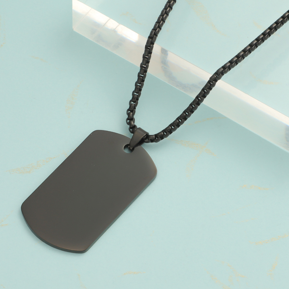 Cross-border European and American titanium steel trendy men's hip hop necklace military tag dog tag engraved ID card pendant accessories manufacturer