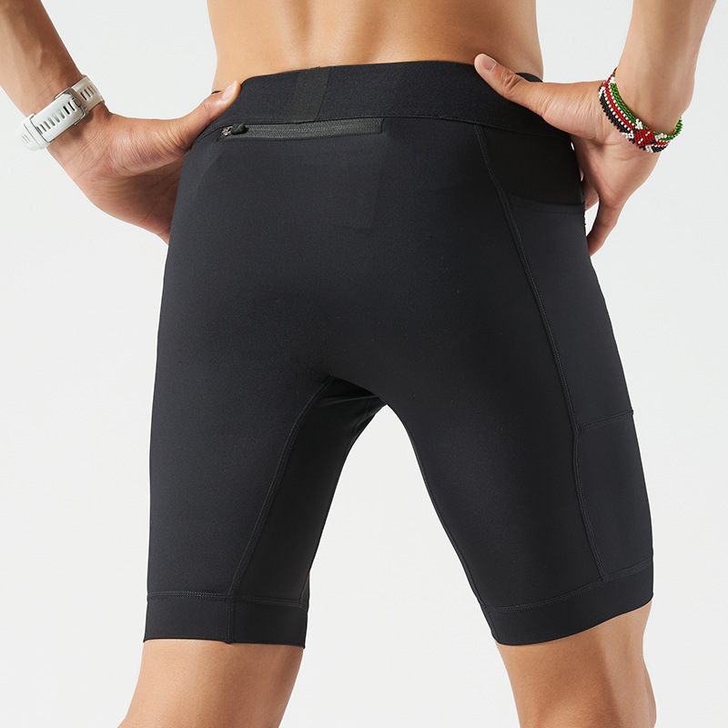 Cross-border Quick-drying Compression Shorts Men's Sports Running Pants with Pocket Tight Anti-light Fitness Leggings