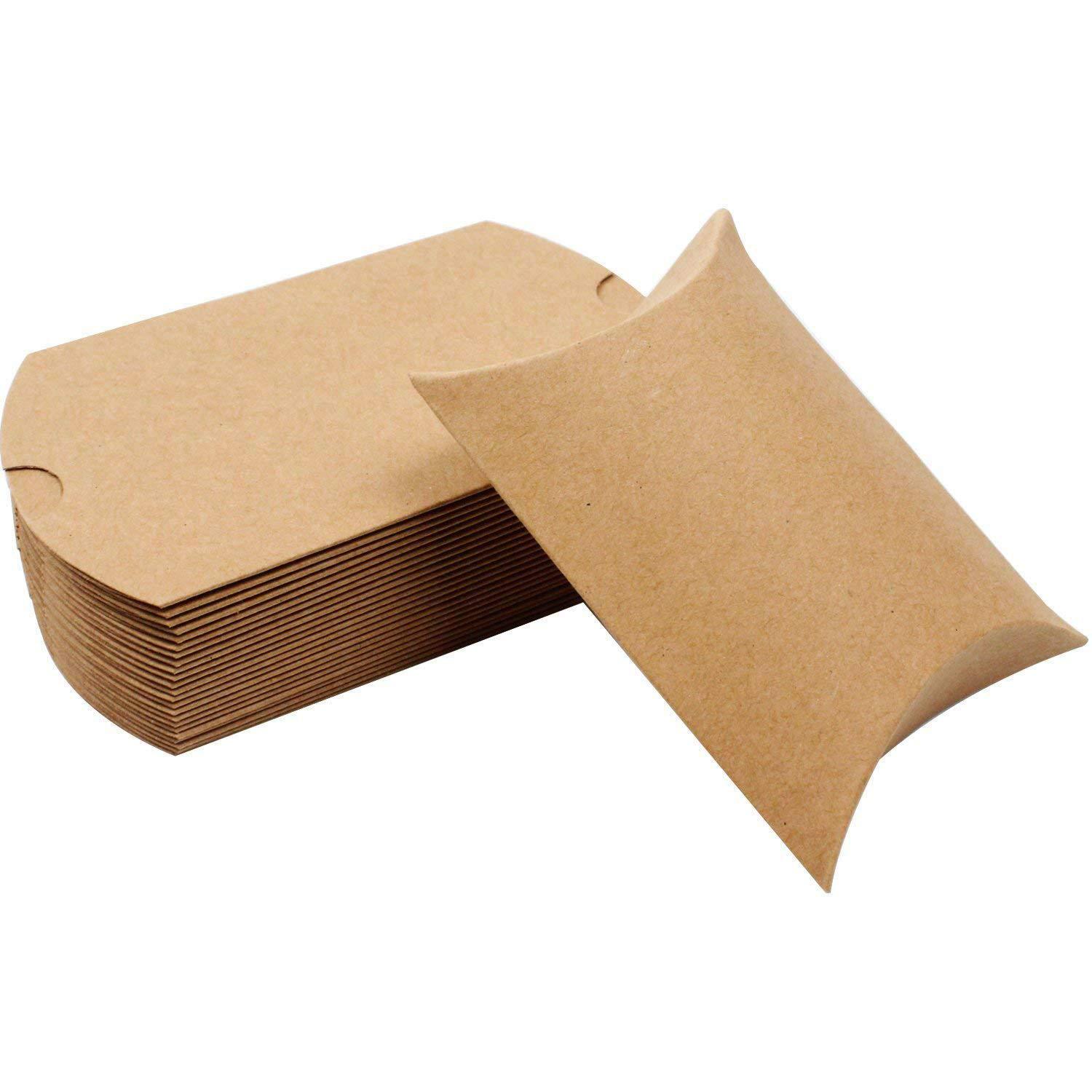 Factory spot Kraft paper pillow box cross-border candy box with hemp rope cattle card White card black card packaging box