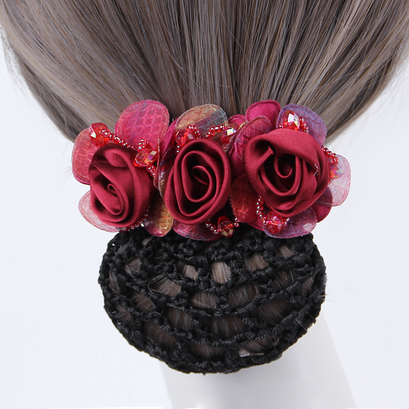 TikTok Same Style Fabric Korean Style Japanese and Korean Style Silk Yarn Simple Flower Net Pocket Head Flower Top Clip Hair Accessories High-end Hair Clip Mom