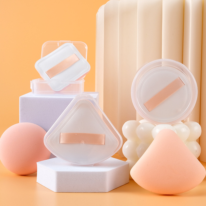 Honey bunch marshmallow powder puff triangle makeup air cushion powder cake does not absorb powder dry and wet dual-purpose makeup cotton beauty makeup box