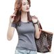 Smoke Grey T-Shirt Women's Short-sleeved Slim-fit Instagram Popular Summer Women's Clothing Hot Sale New Pure Cotton Tight T-shirt Top