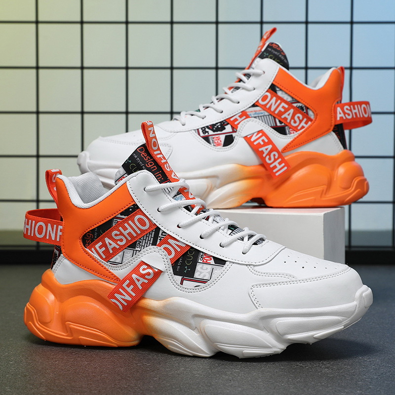 Spring Men's Shoes New breathable high-top shoes men's fashionable all-match hidden height sneaker casual daddy fashion shoes