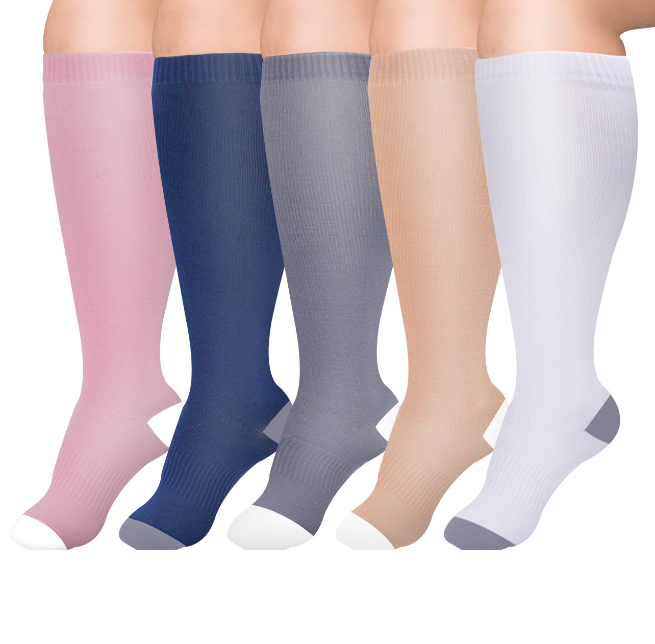 Meias de pressão de nylon para enfermeiras, fertilizantes Plus, meias de compressão para corrida e fitness para homens e mulheres, modelos europeus e americanos_voghion.com
