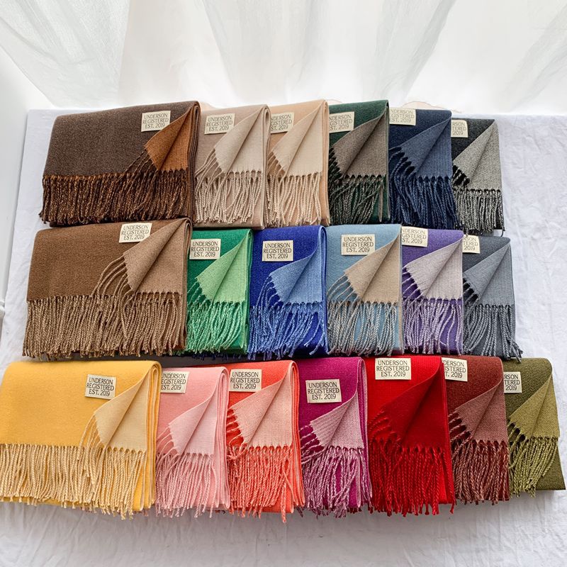Double-sided Solid Color Scarf Women's Autumn and Winter Korean Style Simple Scarf High-grade Imitation Cashmere Thickened Long Warm Scarf Shawl