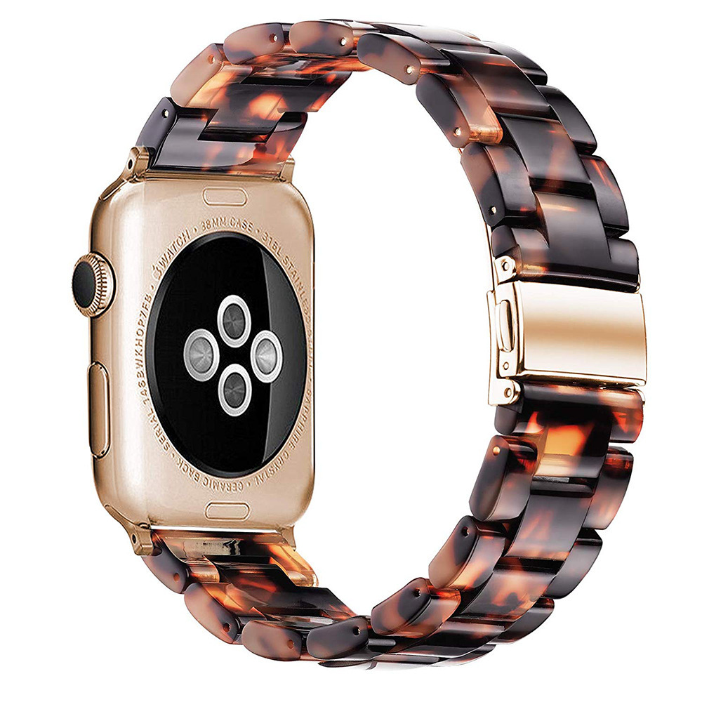 For Apple S8 watch strap Applewatch7-1 generation stainless steel buckle three beads resin iwatch se strap