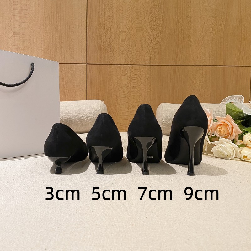 316-60 small size suede high heels women's 3 thin heel work shoes large size women's shoes 41 43 plus fat widened single shoes