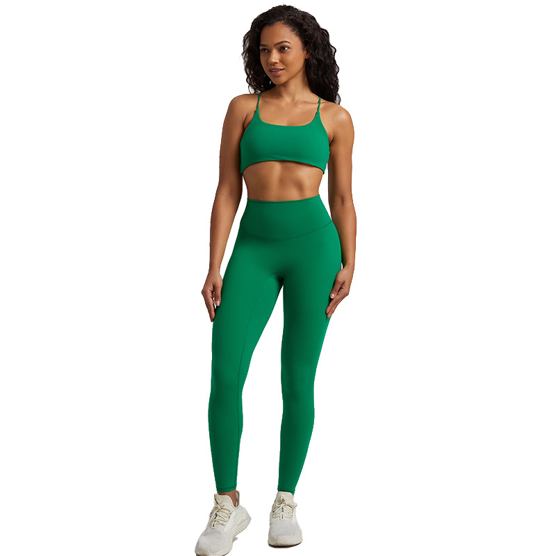 European and American ins Naked Sense High Elastic Running Fitness Yoga Suit Women's Sports Sexy Beautiful Back Bra Yoga Suit