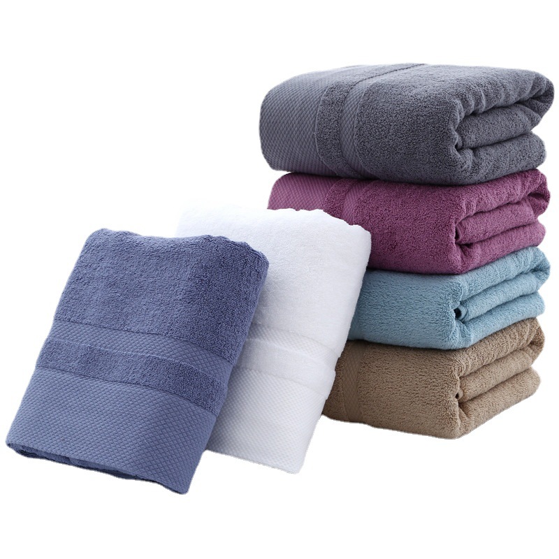 Factory wholesale cotton jacquard wide section hotel bath towel foreign trade plain color off gift LOGO super