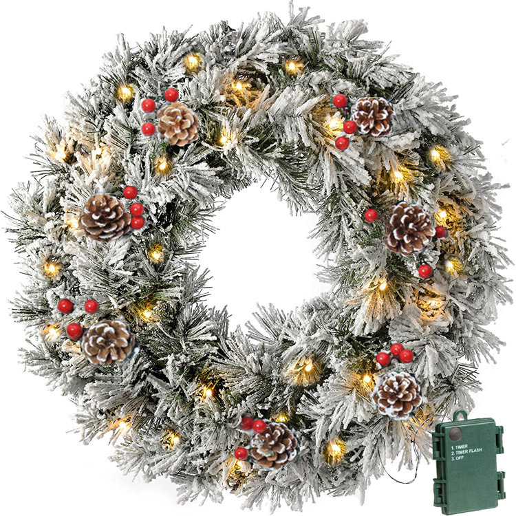2023 cross-border hot sale with lights Christmas wreath rattan 60cm 50cm Christmas decorations size can be set_voghion.com