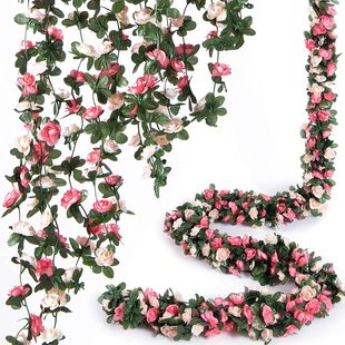 Artificial Flower rose vine home air conditioning water pipe decoration rattan wedding arch winding vine peony Rattan