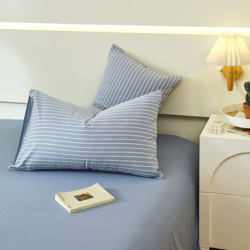 Pure Cotton Washed Cotton Pillowcase One-Pair Household Pure Cotton Pillowcase Single Single Pillow Inner Pillow Cover Double-Person Summer