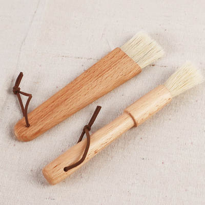 Barbecue Brush Oil Brush Beech Bristle Brush Round Brush Wooden Handle Bread Cake Baking Brush Coffee Grinder Brush