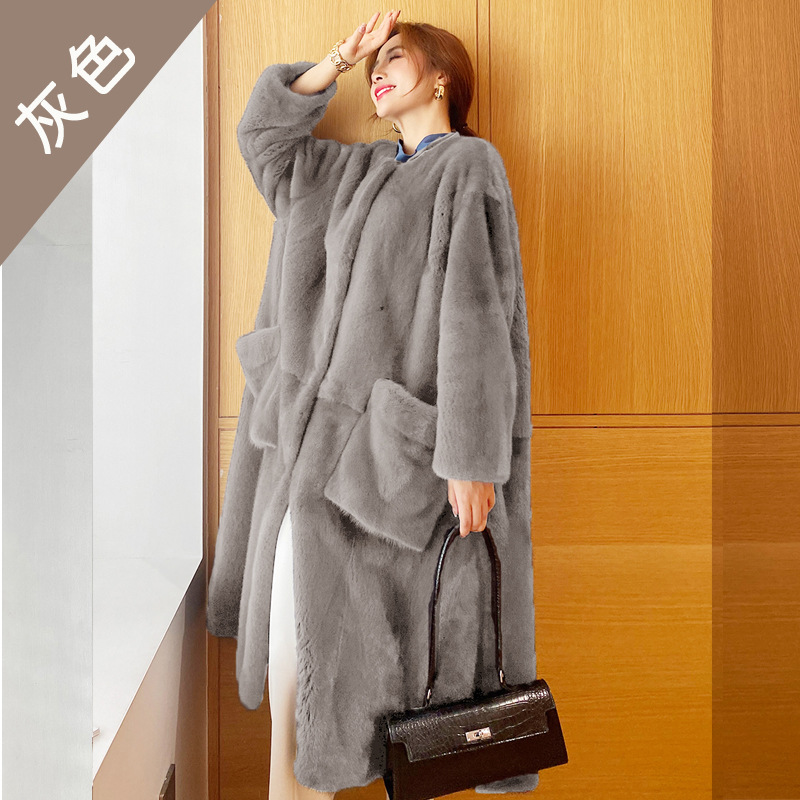 2021 New Winter Fashion Casual Faux Fur European and American Elegant Coat Women's Coat Loose Foreign Trade Mid-length
