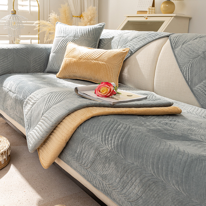 Plush sofa cushion winter thickened non-slip sofa cover cloth all-inclusive sofa cover anti-cat claw cushion manufacturers wholesale