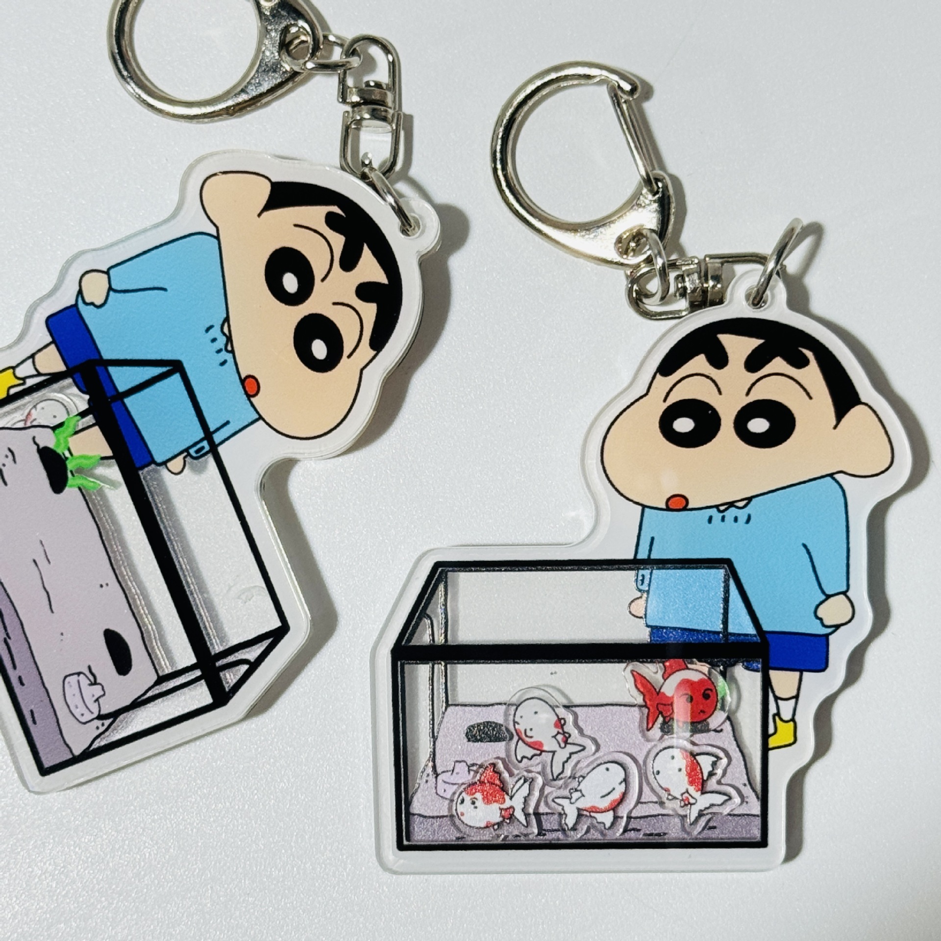 Xiaohongshu same style crayon Xiaoxin goldfish acrylic rocking pendant key ring pendant small gift for people