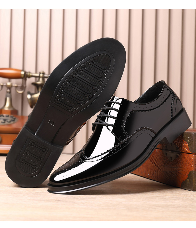 Spring New Bullock Carved Leather Shoes Patent Leather Gloss British Large Size Leather Shoes Studio Model Shoes for Groom Shoes_voghion.com