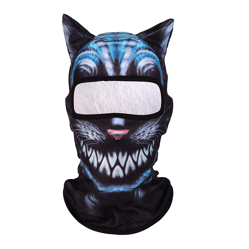 Sunscreen outdoor mask 3D pattern digital printing wholesale animal headgear UV protection face Gini riding headgear