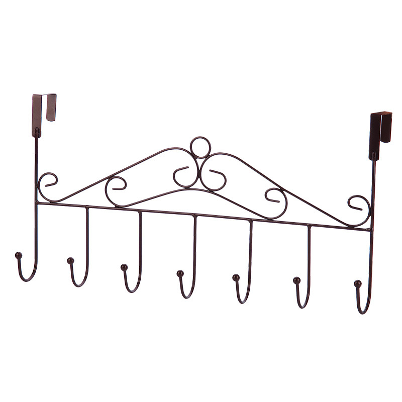 Thickened door rear hook iron nail-free European-style seamless metal hanger door back clothes hook S-type 7 hook new hot