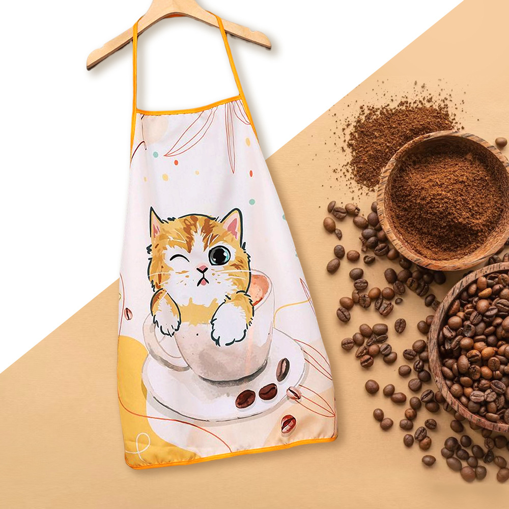 Cross-border new style small fresh cat apron decoration fabric printed apron restaurant bar party atmosphere props