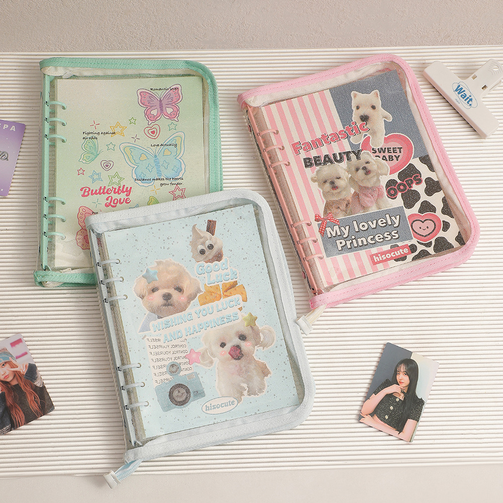 Hisocute original A5 zipper color matching album Girl Polaroid three-inch card book student four-grid storage book