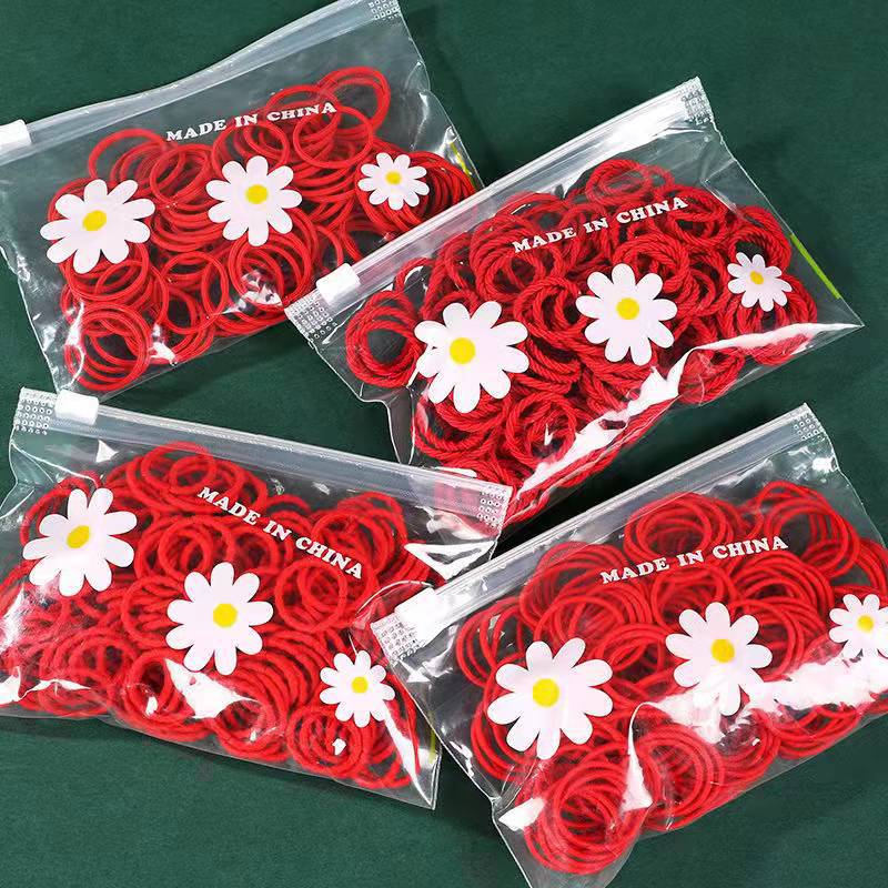 New Year Children's Hair Tie Rubber Band Hair Accessories Headwear Red Headband Festive Red No Harm Girls' Baby Hair Rings