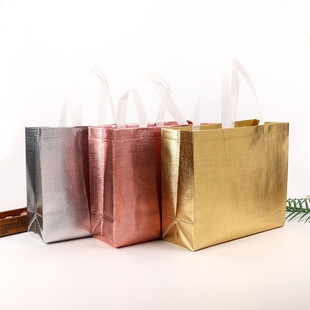 Amazon laser non-woven bag spot coated shopping bag laser aluminum film handbag production Large Quantity discount