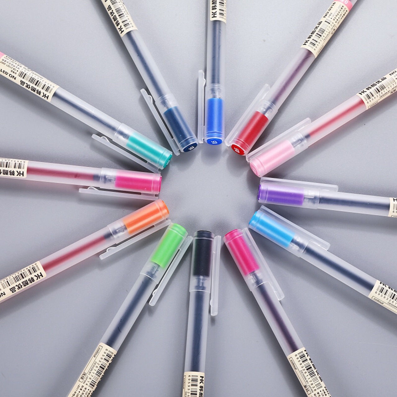 Hanku Youpin 24 Color Set Unprinted Wind 0.5mm Frosted Transparent Rod Simple Color Gel Pen Water Pen 0316