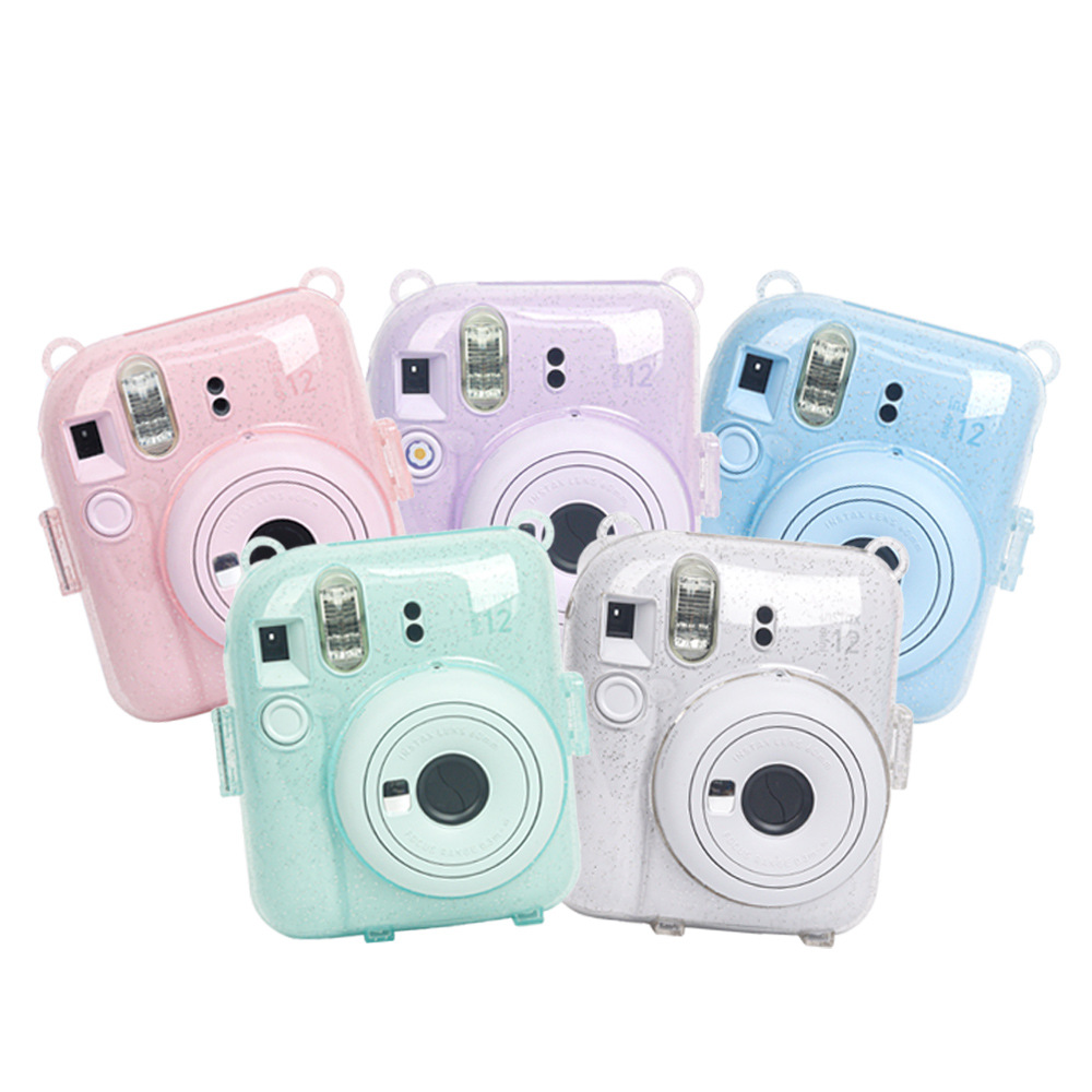 For Polaroid mini12 Photo Bag Glitter Crystal Case Storage Scratch-resistant Transparent Protective Case with Rope PC Case