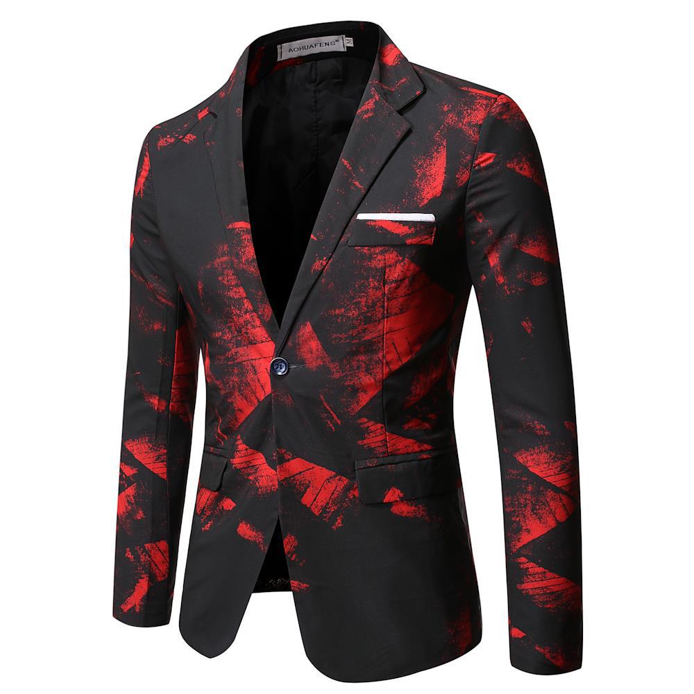 Foreign Trade Leisure Suit Korean Slim-fit Business Professional Dress Printed Suit Jacket 8822-P80