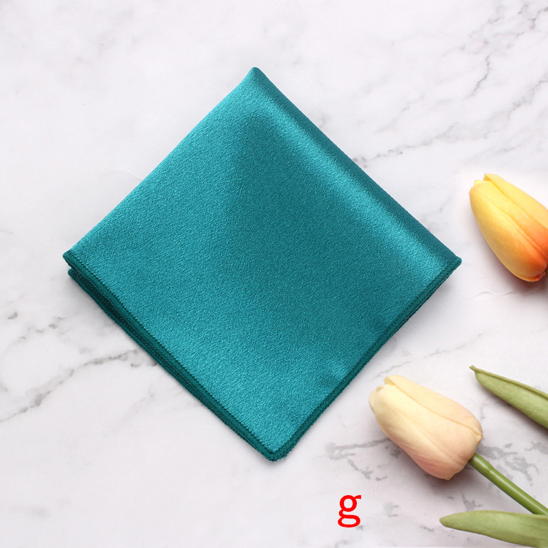 Solid Color British Style Polyester Gossy Pocket Square Men's Suit Banquet Wedding Photography Formal Dress Breast Square Handkerchief