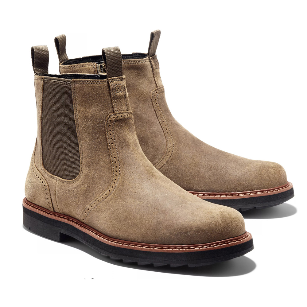 HPIOPL Cross-border Wear-resistant Vegetable Tanning Handmade Scrub Foot High-top Men's Boots Casual Black Chelsea Boots