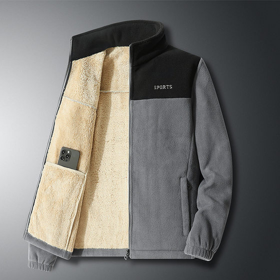 Factory Direct Plus Size Men's winter coat jacket fleece coat fleece-lined thick warm coat men's jacket