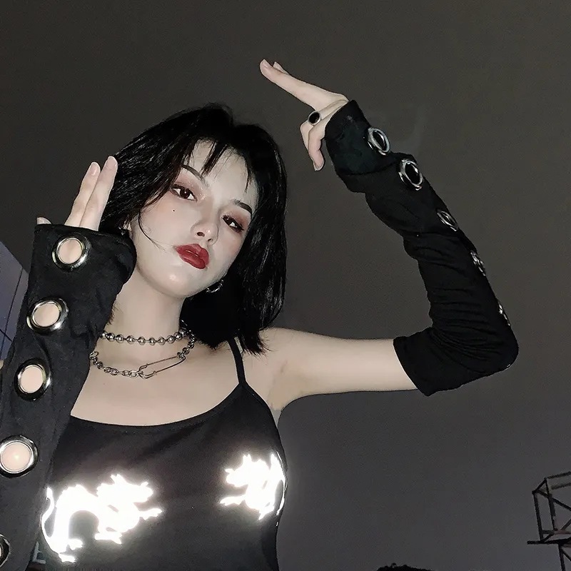 Cross-border Explosions Hand Sleeve Big Eyelet Hollow Arm Cover Internet Celebrant Personality Ring Street Trendy Cuff Cover Diablo Punk