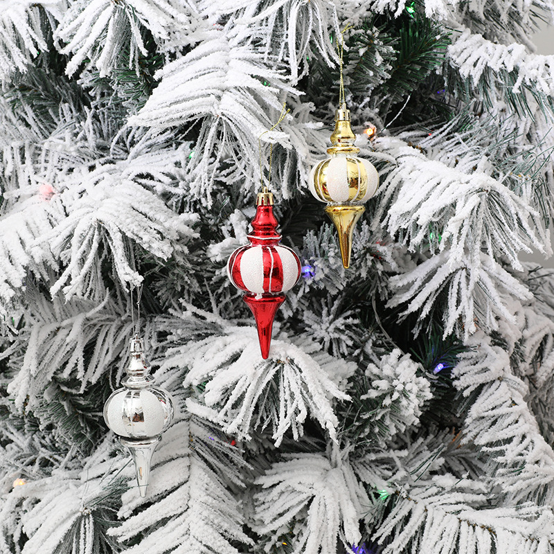 Cross-border supply chain wholesale Christmas gourd pendant Christmas tree decorations electroplated plastic painted ball atmosphere cloth
