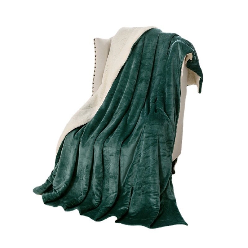 Lamb Fleece Blanket Double-layer Soft Lamb Fleece Blanket Cover Blanket Thickened Solid Color Blanket Coral Fleece Blanket Flannel