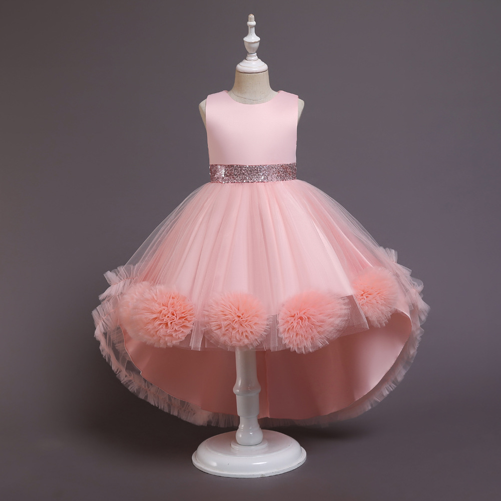European and American Children's Dress Princess Dress Mesh Flower Tutu Dress Sleeveless Tail Piano Performance dress New