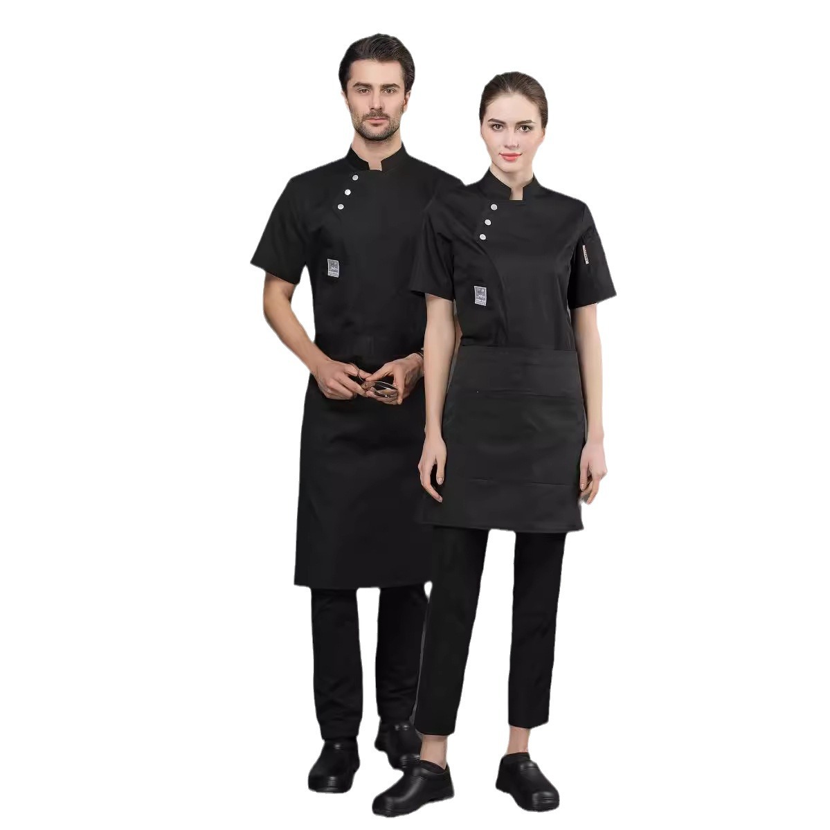 Men's and Women's Breathable Catering Chef Work Clothes Short Sleeve Thin Restaurant Restaurant Canteen Baking Plus Size Work Clothes Half Sleeve