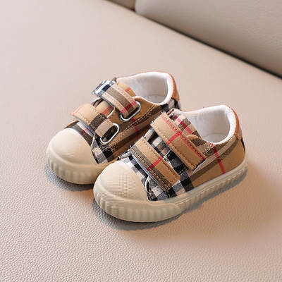 Spring and Autumn New Baby Shoes Boys Plaid Canvas Shoes Girls Soft Sole Toddler Shoes a generation of hair