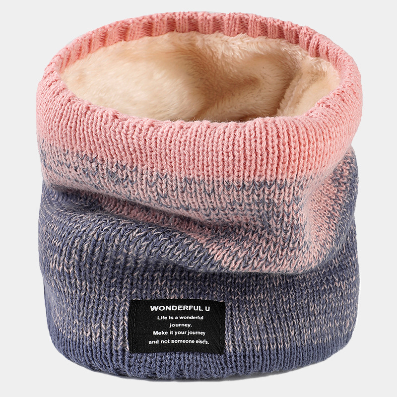 New Wool Knitted Scarf Women's Winter Warm Velvet Scarf Men's Thickened Gradient Couple's Personalized Collar