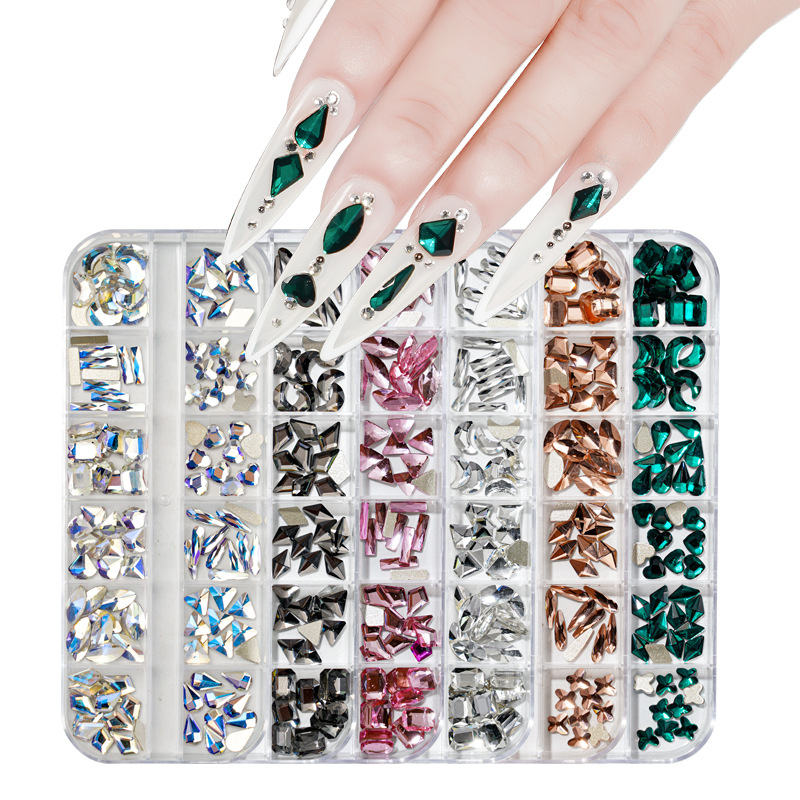 New manicure special-shaped diamonds, colorful special-shaped flat bottom manicure diamonds, glass diamond jewelry, nail stickers, sequin accessories wholesale