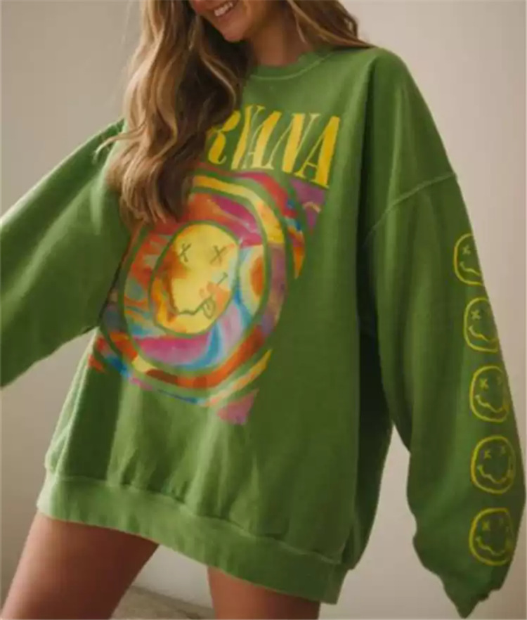 2023 AliExpress Amazon Cross-border Foreign Trade Three-color Pullover Printed Round Neck All-match Sweatshirt Women