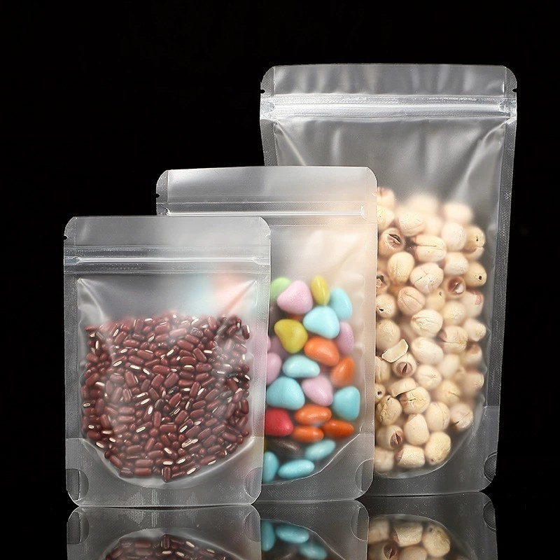 Transparent Packaging Bag Self-standing Plastic Bag Frosted Self-sealing Bag Candy Food Small Packaging Bag Fruit Tea Sealed Bag