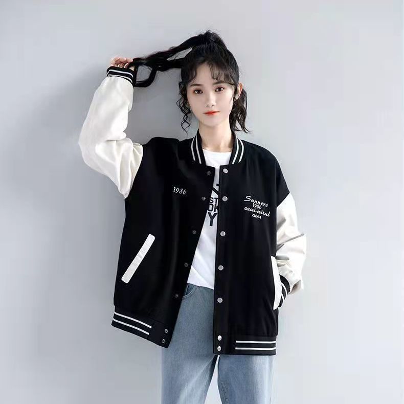 Baseball Suit Jacket Girl's Spring and Autumn 2023 New Junior High School High School Students Korean Loose Embroidered Jacket Top