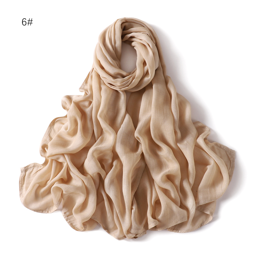Cross-border new wide-brimmed thin modal monochrome rayon breathable shawl cotton linen solid color scarf turban