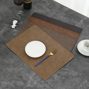 2023 New Nordic Western Style Placemat Waterproof, Wear-resistant and Oil-proof Heat-insulating Table Mat Double-layer Craft Pattern PU Leather Placemat